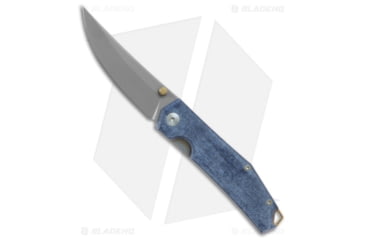 Image of GiantMouse Vox/Anso ACE Clyde Folding Knife, 3.00in, CPM 20CV, Trailing Point Blade, Micarta, Blue Handle, Stonewash, Blue/Gray, 7.00 inch, BHQ-215880