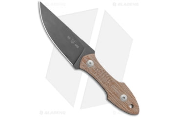 Image of GiantMouse Vox/Anso GMF3 Fixed Blade Knife, 3.25in, Bohler N690, Drop Point Blade, Micarta, Brown Handle, Brown/Black, 6.50 inch, BHQ-123802