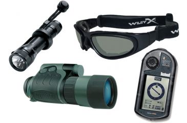 Image of 4-PC Tactical Military Gift Package - Yukon 4x50 Night Vision Monocular, Wiley X SG-1, Streamlight NF-2, Bushnell ONIX 200 GPS Handheld Navigation