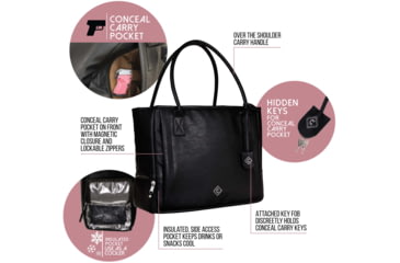Image of Girls With Guns Cosmic Tote, Lockable Concealed Carry, Black, 15.3 in x 12.5 in x 7 in, 8231