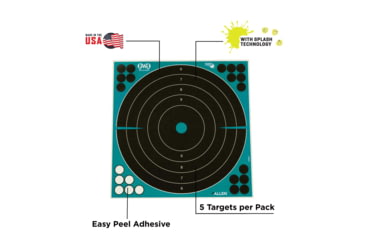 Image of Girls With Guns Gwg Splash Self-Adhesive Paper Bullseye Target, Teal/Black, 12X12, 15279