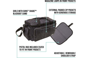 Image of Girls With Guns Midnight Range Bag, Black/Shade Blackout Camo, 15 in x 8 in x 8 in, 70639