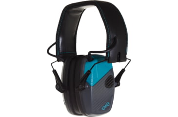 Image of Girls With Guns Shield Low-Profile Electronic Earmuffs, 24 dB NRR, ANSI S3.19 &amp; CE EN352-1 Hearing Protection Rated, Gray/Teal/Black, One Size, 2348