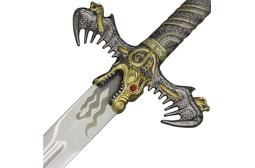 Image of Gladius Gold Barbarian Sword, 49in Overall, 36in Stainless Blade, Sculpted Metal Dragon-Shaped Handle, 228