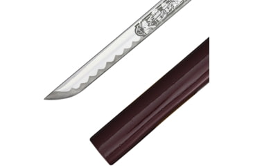 Image of Gladius Silver Engraved Katana, 38in Overall, 28.5in Stainless Blade, Silver Metal Handle, 178