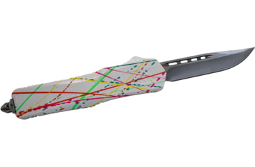 Image of GLFA Smooth Spring Assisted OTF Knife, Smooth Blade, White Splatter, 7", GL-KSM-SMT S-WHT