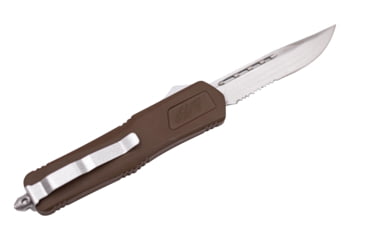 Image of GLFA Spring Assisted OTF Knife, Serrated Blade, Buck Brown, 8", GL-KMD-SRT BUK