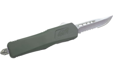 Image of GLFA Spring Assisted OTF Knife, Serrated Blade, Charcoal Green, 7", GL-KSM-SRT CHG