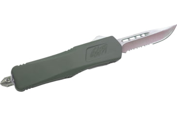 Image of GLFA Spring Assisted OTF Knife, Serrated Blade, Charcoal Green, 8", GL-KMD-SRT CHG