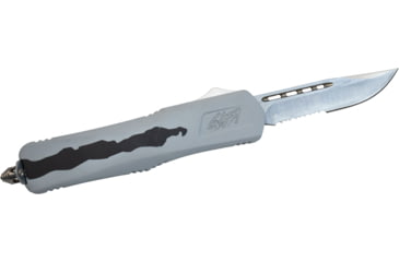 Image of GLFA Spring Assisted OTF Knife, Serrated Blade, White and Black, 8", GL-KMD-SRT P-SNO