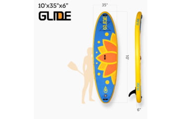 Image of Glide Lotus Inflatable Paddle Board, Blue/Orange/Yellow, 10ft X 35in X 6in, o2-LTUS