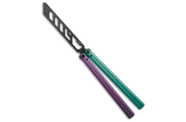 Image of Glidr Glidr Pacific Butterfly Knife Blurple Aluminum 4.6&quot; Black Trainer, Blue/Purple, 440C, adult, BHQ-204134