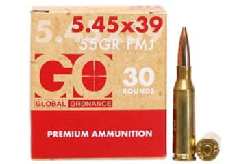Image of Global Ordnance 5.45x39mm, 55 grain, Full Metal Jacket, 30 Rounds Rifle Ammo, GO197892005456