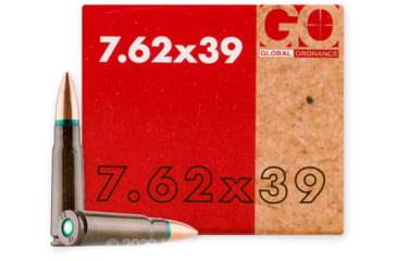Image of Global Ordnance 7.62x39mm 122 Grain Steel Full Metal Jacket Brass Cased Rifle Ammo, 1000 Rounds, 850003223254