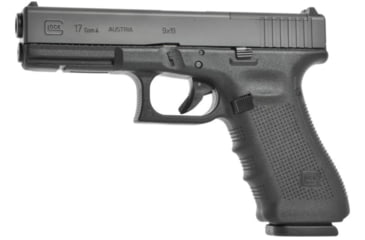 Image of Glock 17 Gen4 MOS Pistol, 9mm Luger, 4.49in barrel, polymer frame, integrated polymer grip, recoil operated semi-automatic, fixed, white dot front, white square U rear, 17 round magazine, G17 Gen4 MOS-FRRMPG