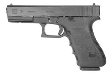 Image of Glock 21 Pistol, .45 ACP, 4.6in barrel, polymer frame, integrated polymer grip, recoil operated semi-automatic, fixed, white dot front, white square U rear, 13 round magazine, G21-FRRMPG