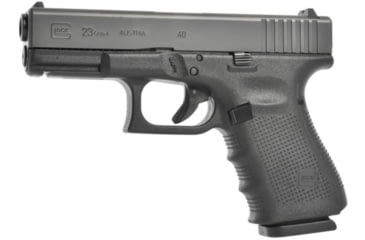 Image of Glock 23 Gen4 Pistol, .40 S&amp;W, 4.02in barrel, black polymer frame, integrated polymer grip, recoil operated semi-automatic, fixed, white dot front, white square U rear, 13 round magazine, G23 Gen4-FRRMPG