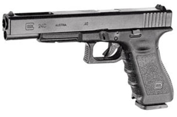 Image of Glock 24C Pistol, .40 S&amp;W, 6.02in barrel, polymer frame, integrated polymer grip, recoil operated semi-automatic, fixed, white dot front, white square U rear, 15 round magazine, G24C-FRRMPG