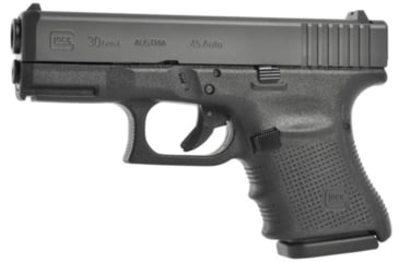 Image of Glock 30 Gen4 Pistol, .45 ACP, 3.77in barrel, polymer frame, integrated polymer grip, recoil operated semi-automatic, fixed, white dot front, white square U rear, 10 round magazine, G30 Gen4-FRRMPG
