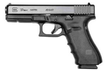 Image of Glock 37 Gen4 Pistol, .45 GAP, 4.49in barrel, polymer frame, integrated polymer grip, recoil operated semi-automatic, fixed, white dot front, white square U rear, 10 round magazine, G37 Gen4-FRRMPG