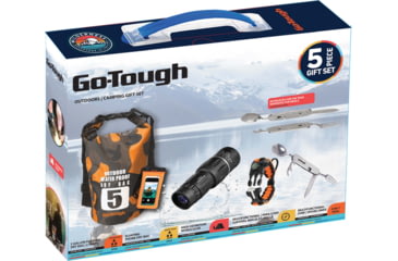 Image of Go-Tough 5 Piece Camping Gift Set - Phone Pouch, Dry Bag, Watch, Monocular, Fork/Spoon/Knife, Multicolor, Small, GT7084