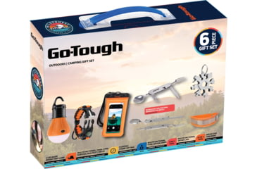 Image of Go-Tough 7 Piece Camping Gift Set - Phone Pouch, Fork/Spoon/Knife, 3 Led Tent Bulb, Watch, Arm Bands, Multi Tool, Multicolor, Small, GT7080