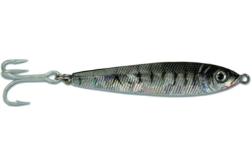Image of GOT-CHA Jigfish Lure, 2in 1/2 oz, Number 8 Treble Hook Black/Silver Tiger, JF12-BTS