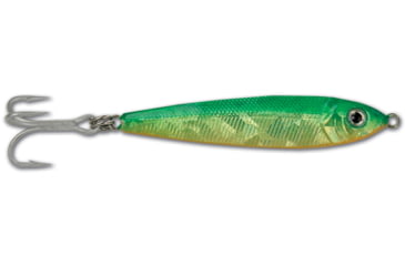 Image of GOT-CHA Jigfish Lure, 3 1/2in, 2 oz, 1/0 Treble Hook Green/Chartreuse/Orange, JF2-GCO