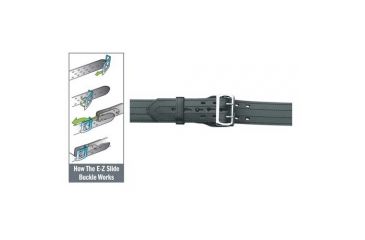 Image of Gould &amp; Goodrich E-Z Slide Duty Belt, 4 Row Stitched, 40, Nickel, Hi-Gloss, H49-40C4R