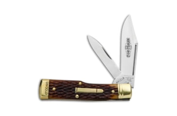 Image of Great Eastern #44 Northfield UN-X-LD Buffalo Jack Folding Knife, 2.875in, 1095, Clip Point, Pen Blade, Bone, Brown Handle, Brown/Gray, 6.375 inch, BHQ-88589