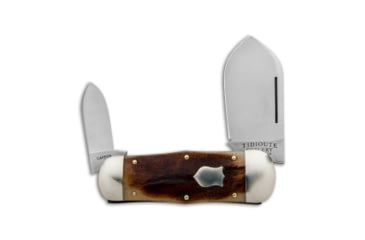 Image of Great Eastern #46 Tidioute Cutlery Whaler Folding Knife, 3.00in, 1095, Drop Point Blade, Bone, Brown Handle, Brown/Gray, 7.375 inch, BHQ-84937