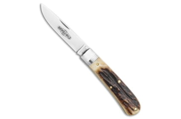 Image of Great Eastern Mustang #74 Folding Knife, 3.00in, 1095, Drop Point Blade, Bone, Tan Handle, Tan/Gray, 6.875 inch, BHQ-117927