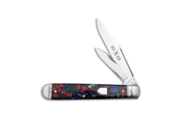 Image of Great Eastern Cutlery GEC Northfield UN-X-LD English Jack Knife Church Glass Acrylic 3.6" Satin, Red/Green/Blue, 1095, adult, BHQ-182434