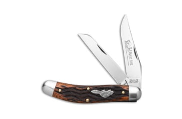 Image of Great Eastern Tidioute Beaver Tail Folding Knife, 3.00in, 1095, Clip Point, Sheepsfoot Blade, Wood, Brown Handle, Brown/Silver, 7.00 inch, BHQ-223791
