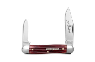 Image of Great Eastern Tidoute Cutlery #66 Folding Knife, 2.50in, 1095, Clip Point, Drop Point Blade, Bone, Red Handle, Red/Silver, 6.00 inch, BHQ-222728