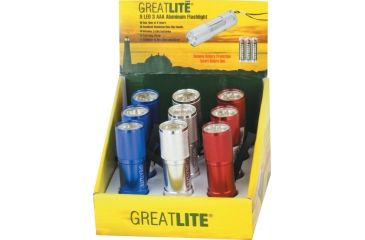 Image of Greatlite Mini 9 LED Flashlight Set of 9 Assortment Red, Blue, Silver GL32848