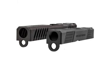 Image of Grey Ghost Precision Glock 17 Gen3 Stripped Slide, RMR Cut, Version 1 - Angled Serration Pattern, 17-4 SS, Black, GGP-17-3-RMR