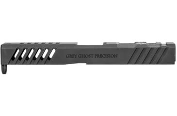 Image of Grey Ghost Precision Glock 17 Gen4 Stripped Slide, RMR Cut, Version 1 - Angled Serration Pattern, 17-4 SS, Black Nitride, GGP-17-4-OC-V1