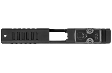 Image of Grey Ghost Precision Glock 17 Gen4 Stripped Slide, RMR Cut, Version 1 - Angled Serration Pattern, 17-4 SS, Black Nitride, GGP-17-4-OC-V1