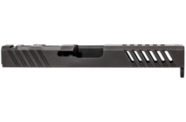 Image of Grey Ghost Precision Glock 17 Gen4 Stripped Slide, RMR Cut, Version 1 - Angled Serration Pattern, 17-4 SS, Black Nitride, GGP-17-4-OC-V1