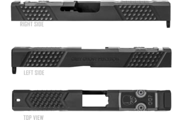 Image of Grey Ghost Precision Glock 17 Gen3 Stripped Slide, RMR Cut, Version 2 - Diamond Checkering Pattern, 17-4 SS, Black Nitride, GGP-17-3-OC-V2
