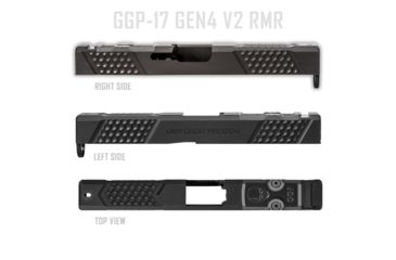 Image of Grey Ghost Precision Glock 17 Gen4 Stripped Slide, RMR Cut, Version 2 - Diamond Checkering Pattern, 17-4 SS, Black, GGP-17-4-RMR-2