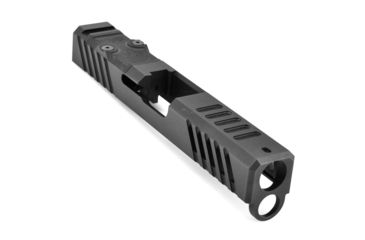 Image of Grey Ghost Precision Glock 19 Gen4 Stripped Slide, RMR Cut, Version 1 - Angled Serration Pattern, 17-4 SS, Black, GGP-19-4-RMR