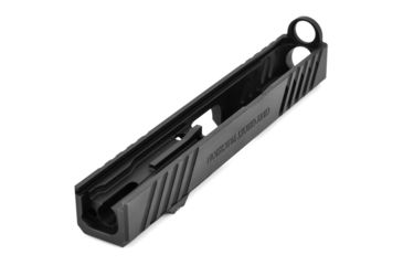 Image of Grey Ghost Precision Glock 19 Gen4 Stripped Slide, RMR Cut, Version 1 - Angled Serration Pattern, 17-4 SS, Black, GGP-19-4-RMR
