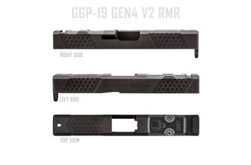 Image of Grey Ghost Precision Glock 19 Gen4 Stripped Slide, RMR Cut, Version 2 - Diamond Checkering Pattern, 17-4 SS, Black, GGP-19-4-RMR-2