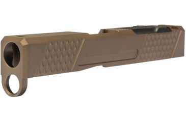 Image of Grey Ghost Precision Glock 43 Stripped Slide, Version 2 - Diamond Checkering Pattern, 17-4PH SS, DLC, Flat Dark Earth, GGP-SPG43-V2-FDE