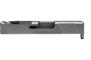 Image of Grey Ghost Precision Glock 43 Stripped Slide, Version 2 - Diamond Checkering Pattern, 17-4PH Stainless Steel, DLC Grey, Grey, GGP-SPG43-V2-GRY