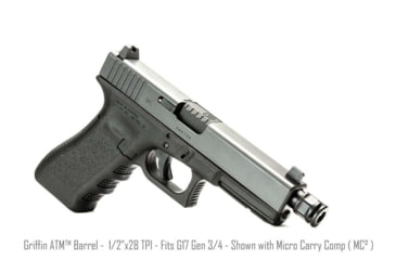 Image of Griffin Armament Glock Barrel, Gen 3/4 G17 threaded 1/2x28 w/ Griffin Micro Carry Comp, Black, GAG17G4TB