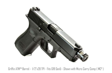 Image of Griffin Armament Glock Barrel, Gen 5 G19 threaded 1/2x28 w/ Griffin Micro Carry Comp, Black, GAG19G5TB