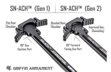 Image of Griffin Armament SN-ACH 10, AR-10 Charging Hand, le, Ambidextrous, Forward-Facing Gas Vent, Anodized Finish, Black, SNACH10R3